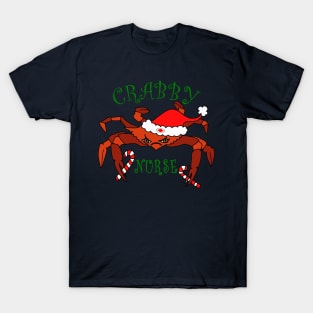 Funny Crabby Nurse Christmas Crab T-Shirt